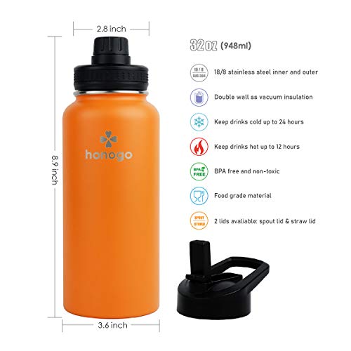 honogo Hydro Bottle Termo Deportivo Térmico 32 oz Acero Inoxidable Doble Pared Naranja miniatura 2