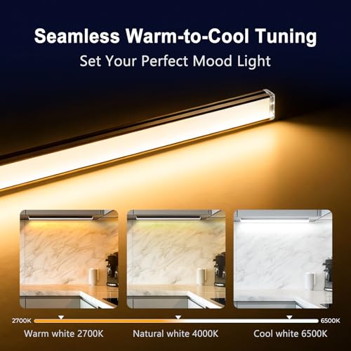 Image of VST Under Cabinet Lighting 6 Pack, Touch Control LED Cabinet Light Bars, Dimmable & Adjustable Color Temperature 2700K-6500K, Ultra Thin Linkable Under Counter Lights for Kitchen, Closet & Display