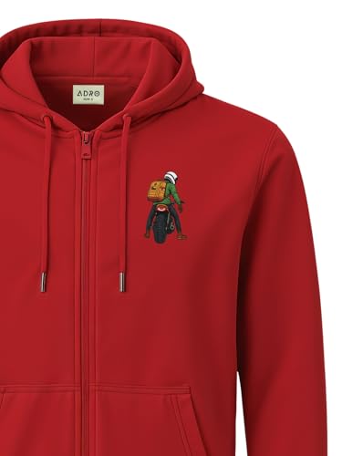 Image of ADRO Men's Regular Fit Zip-Up Hoodie for man | 320 GSM Cotton Poly Fleece Zipper Sweatshirt with Soft Fabric & Printed Hoodies