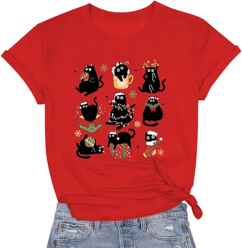 Image of Cat Shirts for Women Butterfly Graphic Tops Dandelion T Shirt Womens Vacation T-Shirt Nature Lover Tee