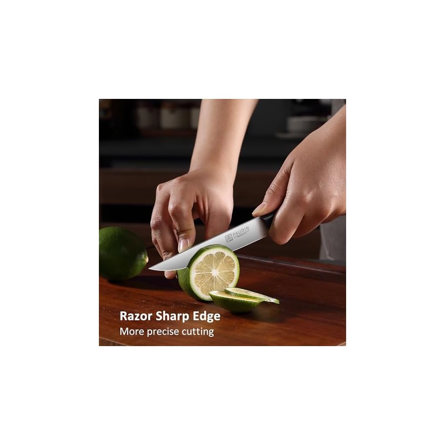 PAUDIN-Kitchen-Knife-Set-5-Piece-Knife-Set-Ultra-Sharp-Chef-Knife-Set-High-Carbon-Stainless-Steel-Knives-Set-for-Kitchen-Precise-Cutting-Lightweight-Durable-Black PAUDIN Kitchen Knife Set, 5-Piece Knife Set, Ultra Sharp Chef Knife Set, High Carbon Stainless Steel Knives Set for Kitchen, Precise Cutting, Lightweight & Durable, Black
