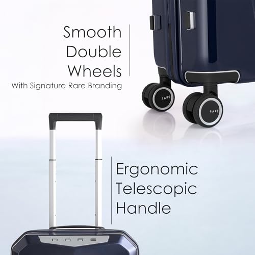 Image of Rare Rabbit Gallardo Cabin Size Glossy Blue Hard Trolley Bag Polycarbonate Antiscratch Travel Suitcase with 8 Silent Wheels and a Sturdy TSA Lock - Luggage for Men & Women
