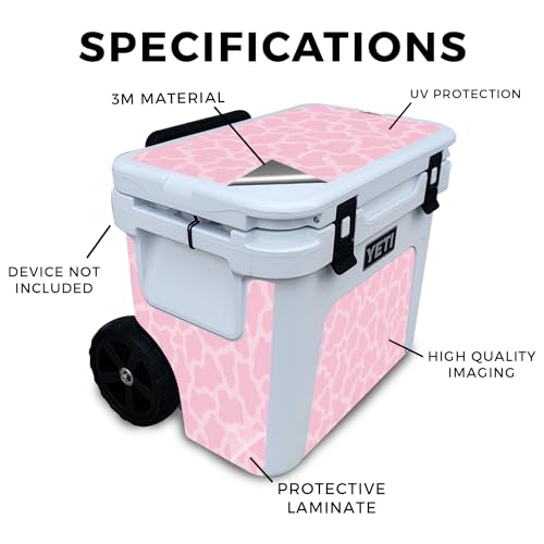 Image of Skin Compatible with Yeti Roadie 32 Wheeled Cooler - Pink Giraffe - Premium 3M Vinyl Protective Wrap Decal Cover - Easy to Apply | Crafted in The USA by MightySkins
