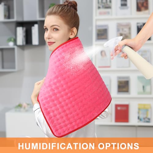 Image of Deepsoon Heating Pad,Electric Heating Pads for Back,Neck,Moist Heating Pad for Abdomen Shoulder Knee Legs,Dry /Moist Heat&Auto Shut Off,Mother's Day Birthday for Men and Women,Fuchsia,33x17 Inch