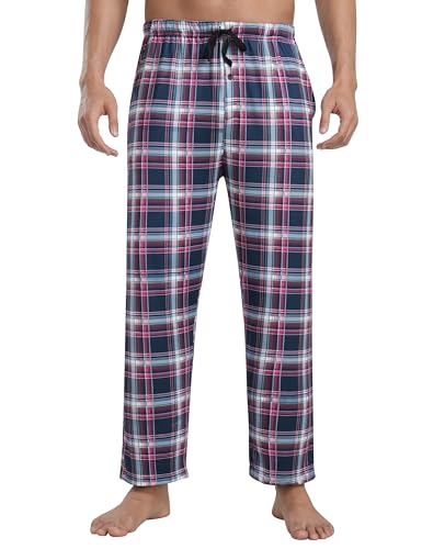 JINSHI Mens Pajama Pants Plaid Modal Pajama Bottoms Loose Long Pj Pant Sleepwear Lounge Pants with Pockets 2 Pack2