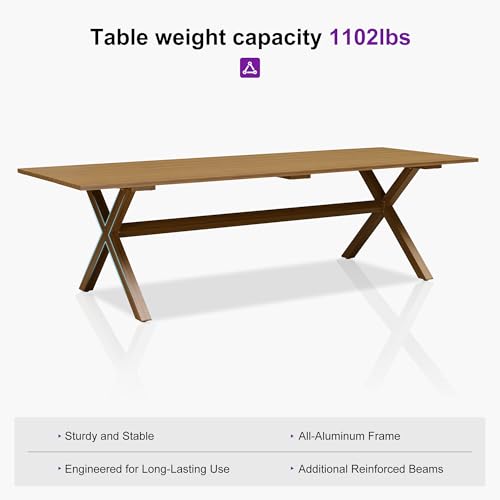 Image of PURPLE LEAF Outdoor Dining Set for 10 with Cushions PE Rattan Teak w /Cover