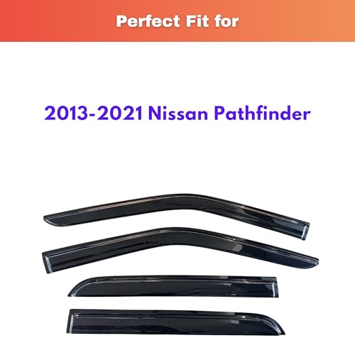 Image of KPY Rain Guards Fit for 2013-2021 Nissan Pathfinder, Out-Channel Window Visors Vent Wind Deflectors 4PC, Car Accessories for 13-21 Pathfinder