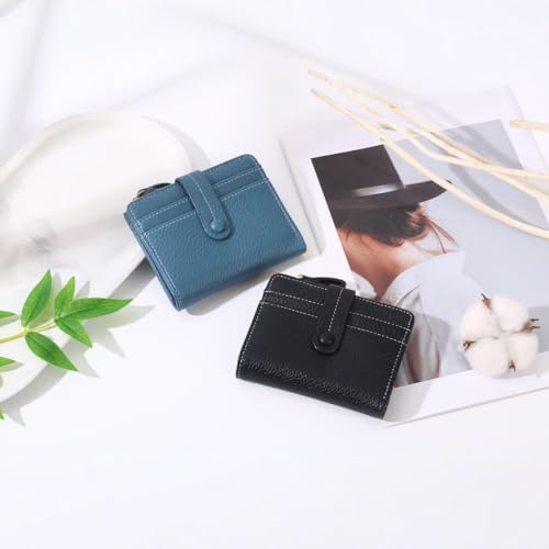 Women's Compact Textured Wallet with Coin Pocket - Multi-Card Organizer in Classic Colors(#1)4