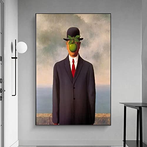 Peinture sur toile Sons of A Man de René Magritte, grand poster rétro 80x110cm
