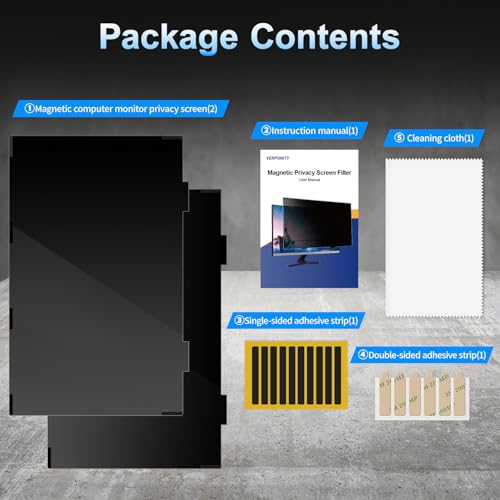 Verponity 2 Pack 27 Inch Magnetic Computer Privacy Screen for Monitor 16:9 Aspect Ratio, Anti Blue Light Computer Screen Privacy Shield, Removable Anti Glare Screen Protector for Dell HP Lenovo ASUS LG Acer Samsung Monitors by Verponity - Used condition - Image 9