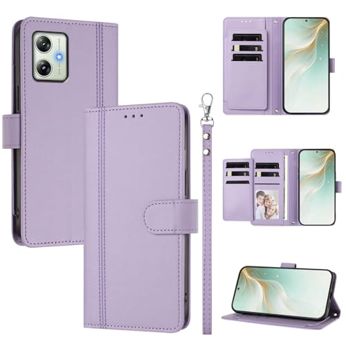 �X�}�z�P�[�X �Ή��@�� for Motorola Moto G64 / G64Y / G54 5G / G54 Power / G14 �X�}�z�P�[�X�y�E�H���b�g�f�U�C�� �f���A���J�[�h�X���b�g �L���b�V�� �t���b�v���X�^���h �����h�~�zPurple