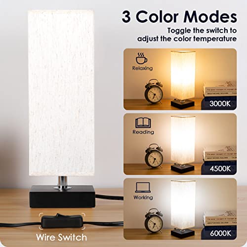 Soilsiu YH363 Bedside Small Table Lamp For Nightstand, 3-Color Options Solid Wood Lamp With Fabric Shade thumb #1