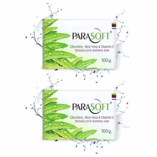 Image of Parasoft Moisturising Cleansing Body Soap For Dry Skin, Goodness of Aloe Vera, Glycerine & Vitamin E |Nourishing Daily Bathing Bar For Purification-100 gm (Pack of 2)