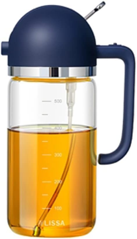 Dual-Purpose Oil Spray Pouring Bottle Cooking Baking Vinegar Mist Sprayer For BBQ Kitchen Glass Dispenser(Blue)