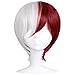 FantaLook Short Half Silver White Half Red Cosplay Wig
