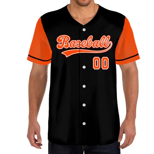 Black/Crimson Camisa de Béisbol Abotonada para Hombre | Personalizada con Nombre y Número miniatura 2