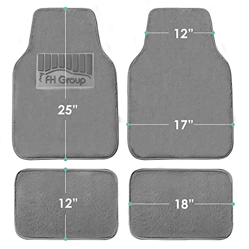 Image of FH Group Universal Fit Full Set Doe16 Faux Rabbit Fur Automotive Floor Mats fits most Cars, SUVs, Trucks and Vans Gray
