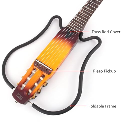 Image of Fojill Electric Classical Guitar Classic Nylon String Travel Portable Foldable Fold Flding collapsible Silent Mahogany Body Maple Neck Rosewood Fretboard With Gig Bag