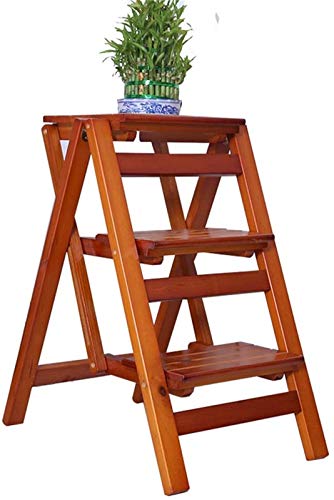 FALIYORS Portable Step Stool Simple Family Stool - Learning Folding Ladder Stool Pine Wood Step Ladders Lightweight Multi Purpose Stepladder Tread for Home Library Loft (Size : 3 Tier) (Siz