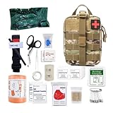 Med Kit 外傷キット 止血帯付き 緊急サバイバル応急処置キット 医療キット ミニ応急処置キット ミリタリーキャンプやハイキング用メディカルバッグ モール アウトドア収納式 救急対応用品 防災用品 旅行 登山多目的救急セット、キャンプに必須の緊急キット、アウトドア旅行用品、16種類の救急用品を含む (ACU)