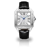 ASOROCK WATCHES Silver/White Diplomat | 42 mm Automatic Homage Mens Watch | Vintage Square Tank Silhouette Watch