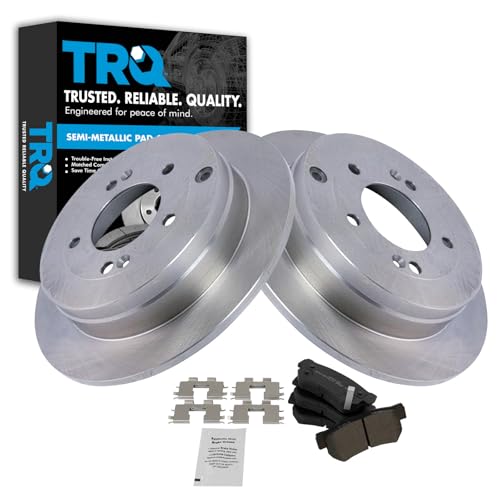 Image of TRQ Rear Brake Pad and Rotor Set Semi Metallic Solid Rotors | For 2006-2009 Hyundai Azera