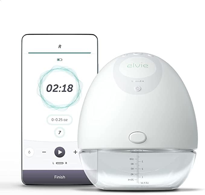 Elvie Single Breast Pump (21mm/24mm Nipple Shields), Silent Electric Breastfeeding Pump, Hands-Free in-Bra Design