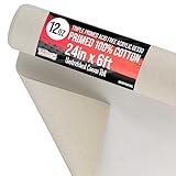 U.S. Art Supply 24' Wide x 2 Yards (6 Feet) Long Unstretched Canvas Roll - 100% Cotton, 12-Ounce Triple Primed Gesso, Acid-Free - Pro Artist Quality, Oil & Acrylic Painting, Murals, Backdrop, Cut Size
