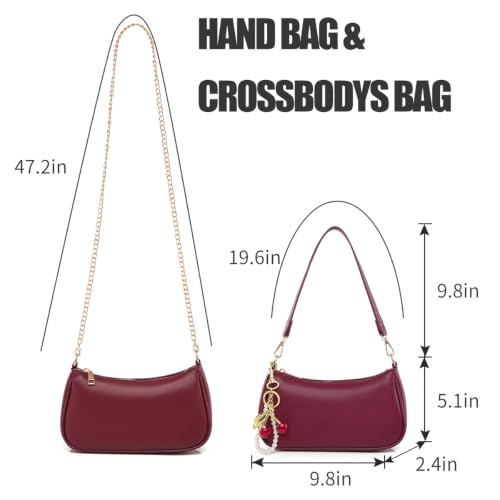 Image of Small Shoulder Bag for Women Mini Purse Retro Vegan Leather Hobo Purses Clutch Tote HandBags with Zipper Closure