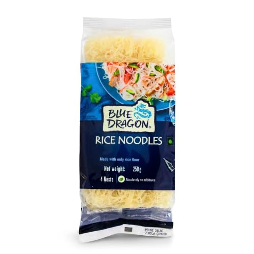 Image of Blue Dragon Rice Noodles 250g | 4 Noodle Nests | Authentic Asian Style | Perfect for Stir Fries, Soups & Salads | Vegan | Imported from Thailand