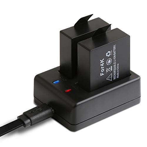 APEMAN Action Camera Battery Rechargeable Dual 1350mAh Batteries USB Battery Charger with Smart LED Light for Sport Camera and 4k Action Camera