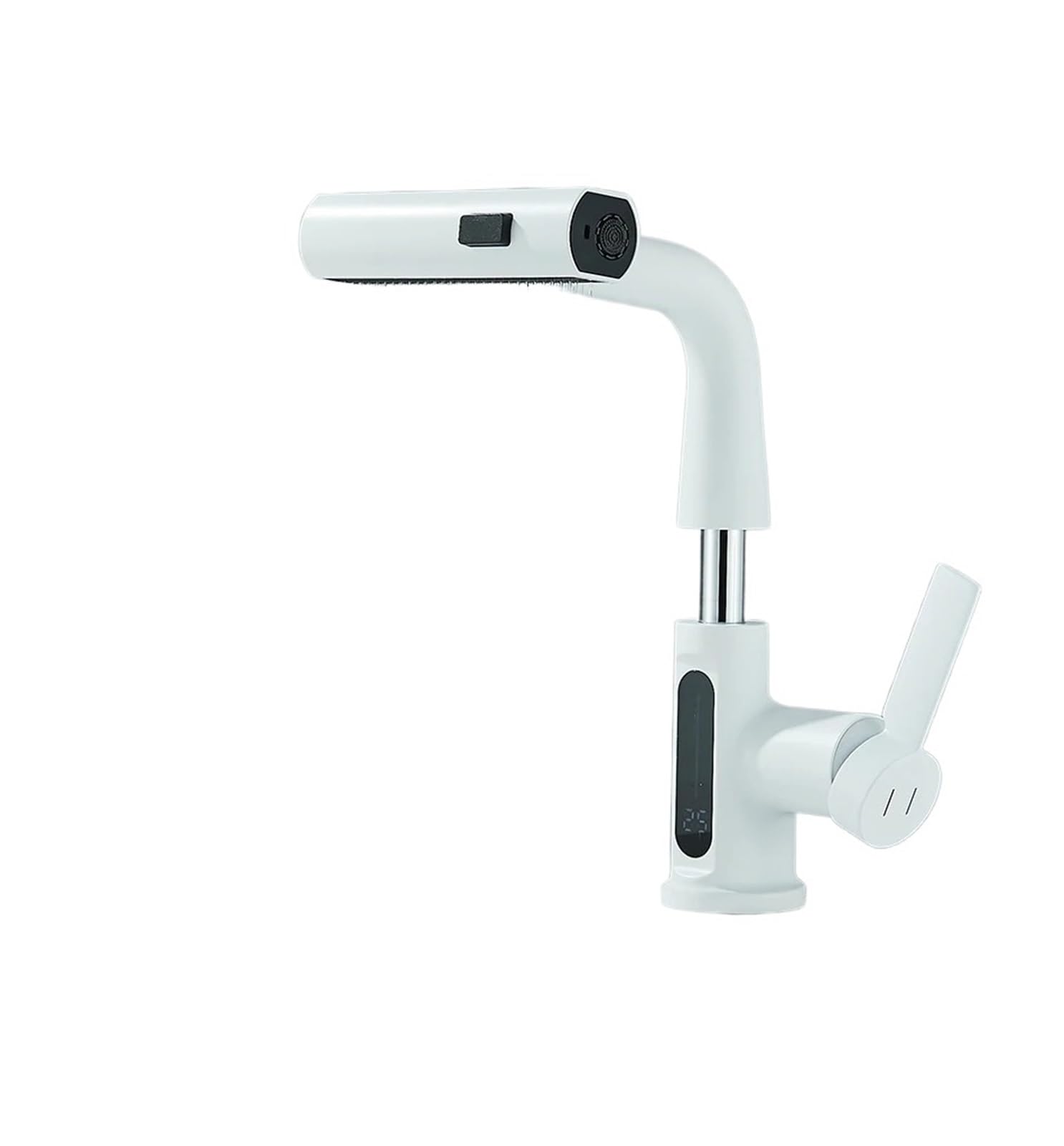 Soywim Bianco Digital Display Basin Faucet, Pull Out Lifting Bathroom Faucets, 3 Ways Nozzle Rainfall Stream Sprayer Hot Cold Water Mixer Tap,High-Pressure Resistant(Bianco)