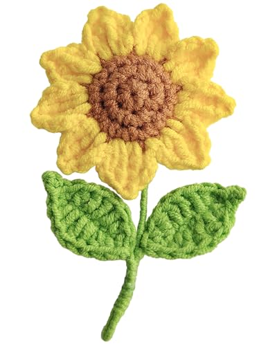 Image of Crochet Sunflower Flower Brooch Pin for Men and Women Fashion, Knitted Flowers Sunflower Handmade Crochet Gifts,Prom Flowers Corsage and Pocket Wedding Boutonniere for Men