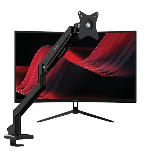 Image of Pixio PXC278WAVE 27 inch 180Hz Refresh Rate QHD 1440p Resolution 1650R Curve Fast VA Panel 1ms GTG Response Time HDR Curved Gaming Monitor and PS1S Wave Black Single Monitor Arm
