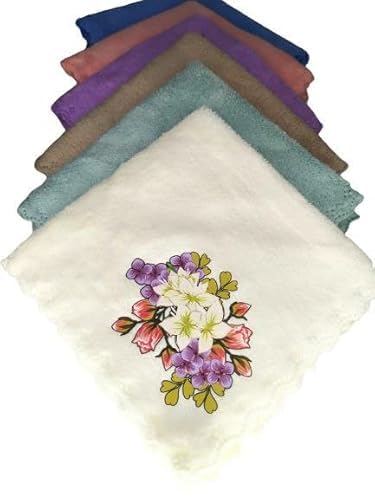 Lepax Soft Velvet printed Handkerchief Women Soft Cotton Hankies Ladies hanky set of 8 design and color random ||3||802-image-29