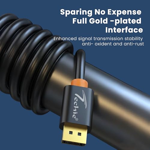 Image of Techie DisplayPort Cable 8K 60Hz 3.0m High Speed 32.4Gbps Copper Cable with Gold Plated Connectors for Gaming and Professional Displays