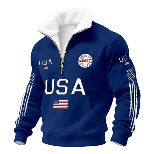 Sweat-shirt 250e anniversaire des États-Unis pour homme à col zippé tendance