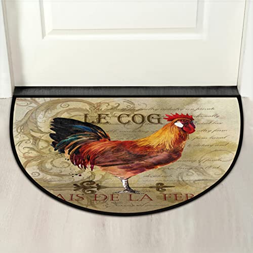 Pardick Round Doormat Vintage Animal Rooster Farmhouse Non-Slip Pardick Circle Area Rug Durable Washable Runner Mat For Living Room Bedroom Indoor Outdoor Kitchen Floor Home Decor Pardick Moon Rug #TOP6