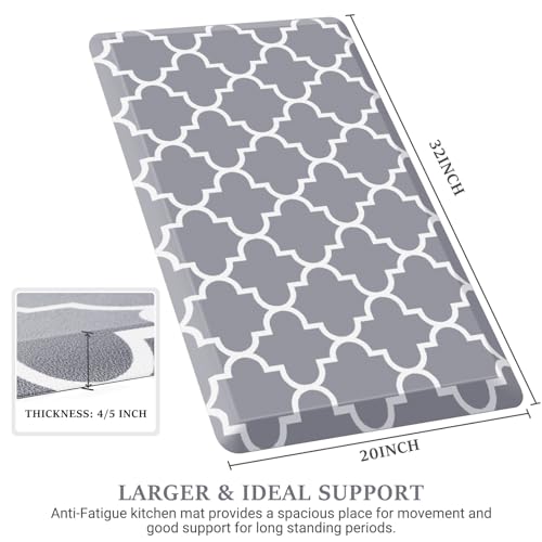 WISELIFE Anti Fatigue Floor Mat - 4/5 Inch Thick Kitchen Mat Non Slip Waterproof Heavy Duty Ergonomic Comfort Mat Durable for Home, Office, Sink, Laundry,(20