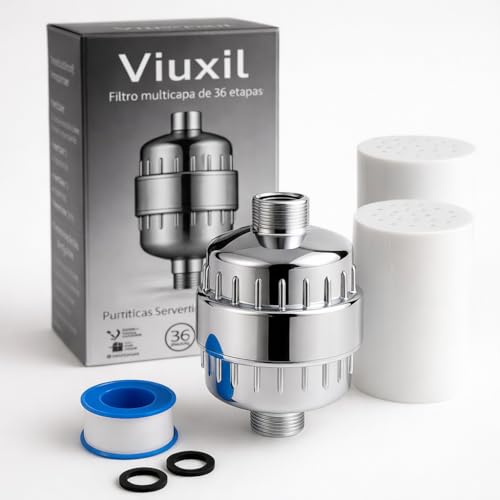 Filtro Agua Ducha 36 Etapas Viuxil Purificador De Agua Con 2 Cartuchos Reemplazables Alta Presión, Fácil Instalación Y Diseño Cromado Mini Descalcificador De Agua Domestico Y Filtro Ducha Antical Filtro Agua Ducha 36 Etapas Viuxil Purificador De Agua Con 2 Cartuchos Reemplazables Alta Presión, Fácil Instalación Y Diseño Cromado Mini Descalcificador De Agua Domestico Y Filtro Ducha Antical