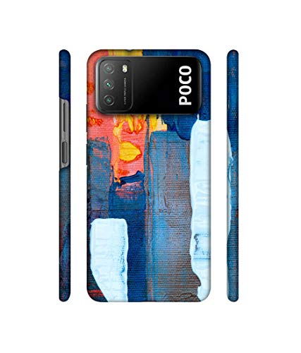 Image of Amazon Brand - Solimo Designer Canvas with Blue Paint 3D Printed Hard Back Case Mobile Cover for Mi Poco M3
