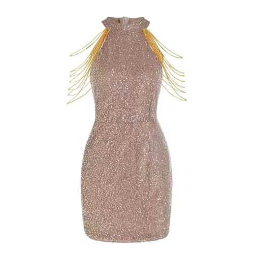 Robe crayon à paillettes style chic sans manches pour cérémonie