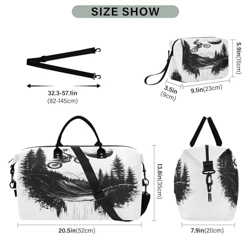 Motorcycle Rider Travel Duffel Bag Large Capacity Weekender Bag with Toiletry Bag Detachable Shoulder Strap Travel Tote Bag for Women3