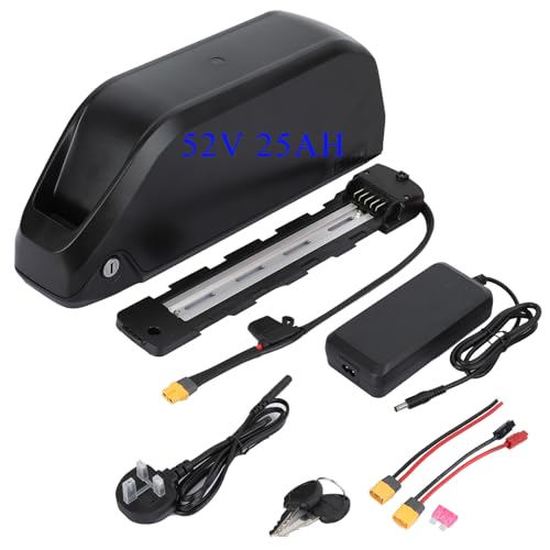 WR TEAM Ebike Battery 52v 25AH Brand 5000mah cells Polly 5 Case Model 58.8V 3A Charger Lithium Electric Bike Battery for 45A-17A Controller Motor (for Bafang KT most ebike conversion kit)