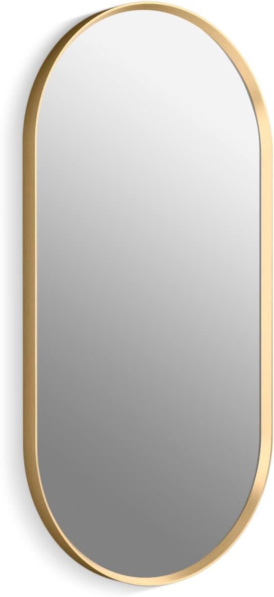 Kohler Essential 18x36 Oval Framed Wall-Mount Bathroom Vanity Mirror in Moderne Brushed Gold