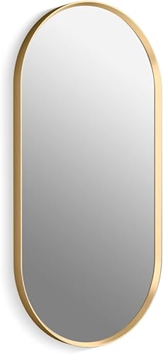 KOHLER 31371-BGL Essential - Espejo de pared con cápsula de 18 x 36 pulgadas, espejo de baño de cápsula grande, espejo de tocador con marco, dorado