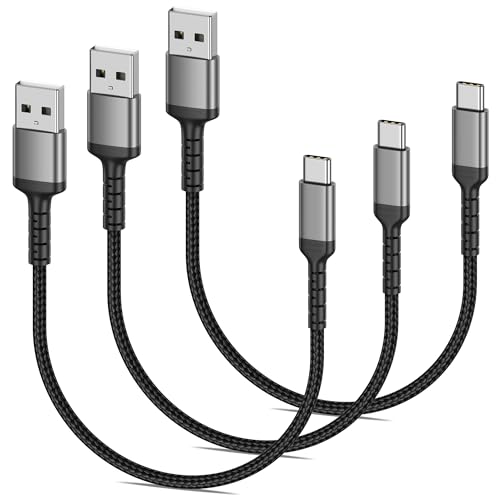 Umefly 1.5ft USB C Cable Braided USB 2.0 Type A to Type C Charging Cord 18 Inches Compatible with iPhone 15 Pro/Max Samsung Galaxy S23 Ultra Google Pixel Short USB C Cable for Car