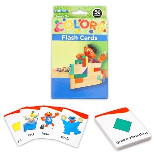 Sesame Street Flash Cards Set Toddler Kids - 36 Elmo Flashcards Featuring Colors and Shapes for Pre-K Boys, Girls | Sesame Street Learning Toys
