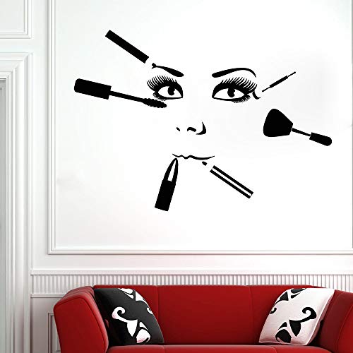 Preisvergleich Produktbild XCSJX Schönheitssalon Wandtattoos für Frauen Gesicht Wimpern Wimpern Augenbrauen Augenbrauen Wandaufkleber für Schönheitssalon Fenster Aufkleber Schönheitsaufkleber 71x51cm