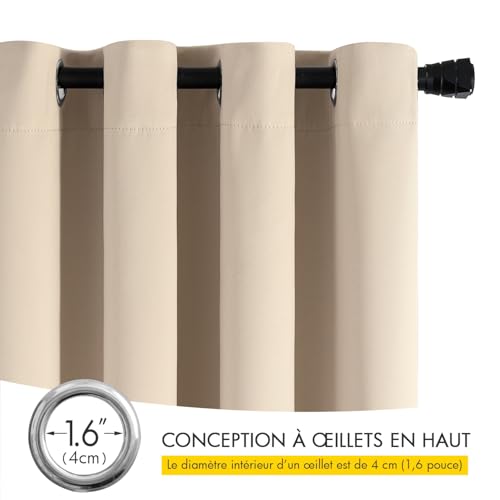 Rideaux thermique isolant beige 3m MIULEE | Lot de 2 rideaux occultants
